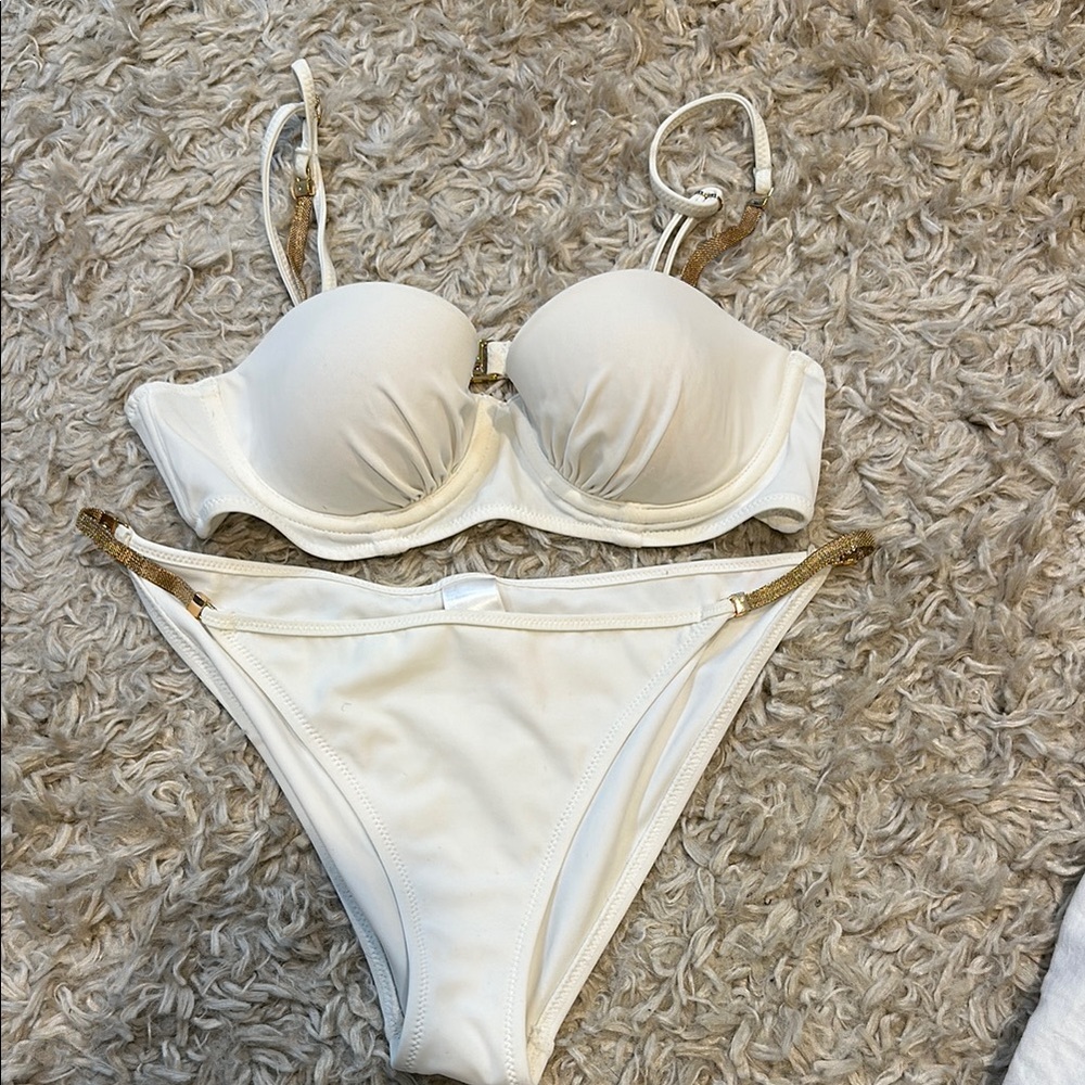 Topshop White and Gold Bikini Timeless Swimwear